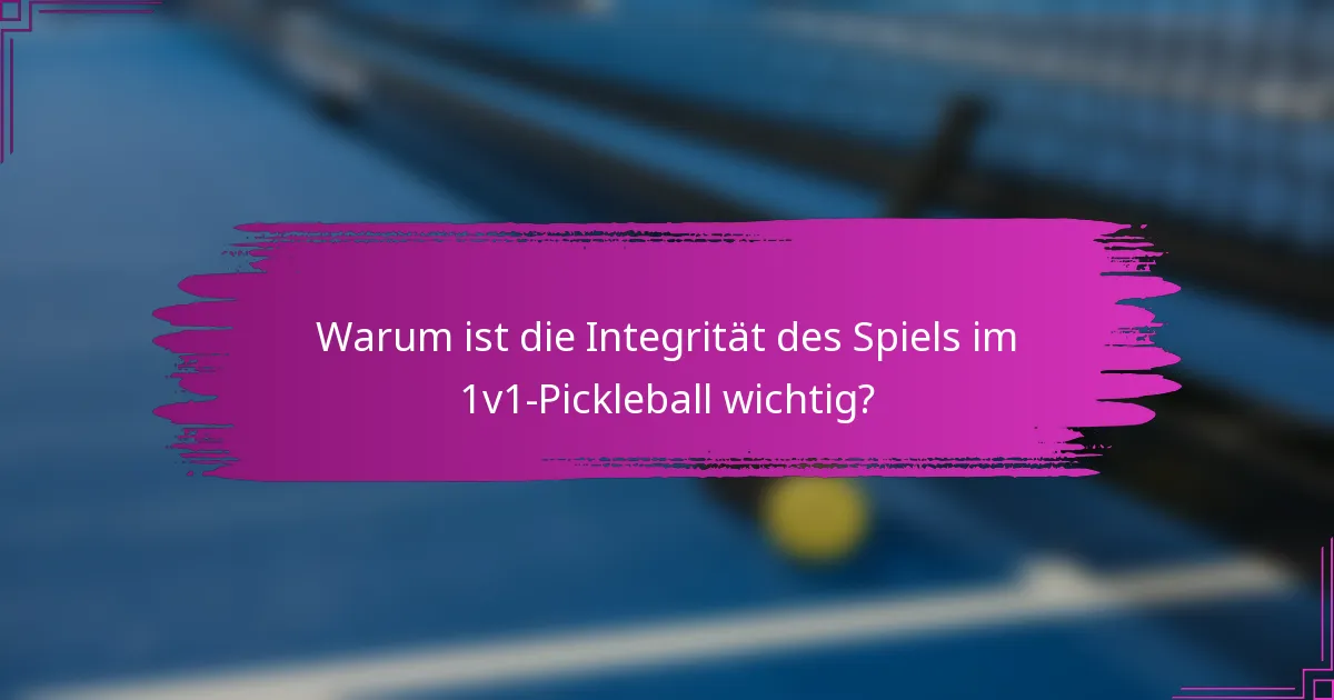 Warum ist die Integrität des Spiels im 1v1-Pickleball wichtig?