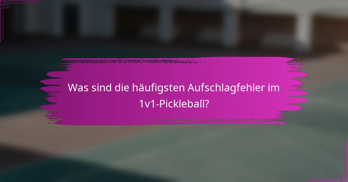 Was sind die häufigsten Aufschlagfehler im 1v1-Pickleball?