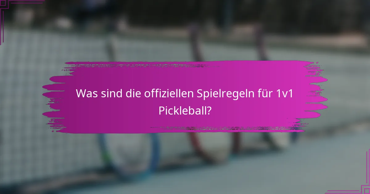 Was sind die offiziellen Spielregeln für 1v1 Pickleball?