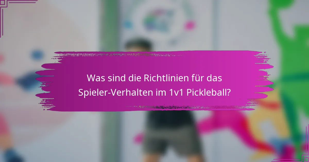 Was sind die Richtlinien für das Spieler-Verhalten im 1v1 Pickleball?