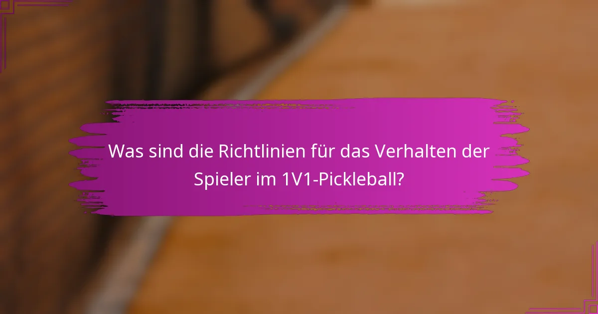 Was sind die Richtlinien für das Verhalten der Spieler im 1V1-Pickleball?