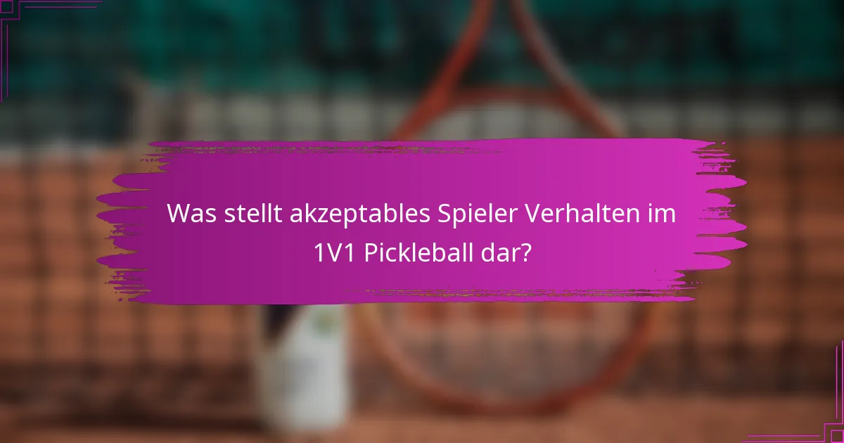 Was stellt akzeptables Spieler Verhalten im 1V1 Pickleball dar?