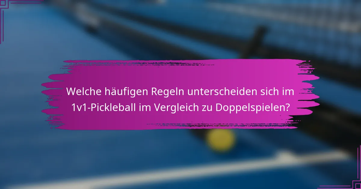Welche häufigen Regeln unterscheiden sich im 1v1-Pickleball im Vergleich zu Doppelspielen?