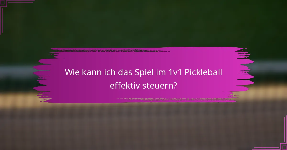 Wie kann ich das Spiel im 1v1 Pickleball effektiv steuern?