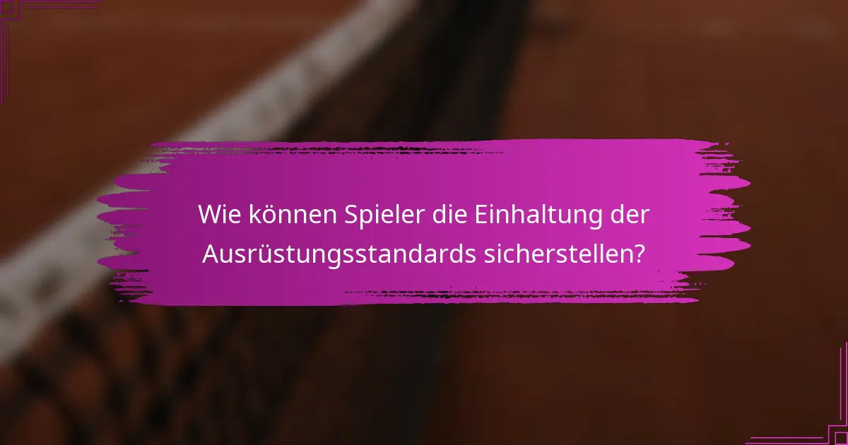 Wie können Spieler die Einhaltung der Ausrüstungsstandards sicherstellen?