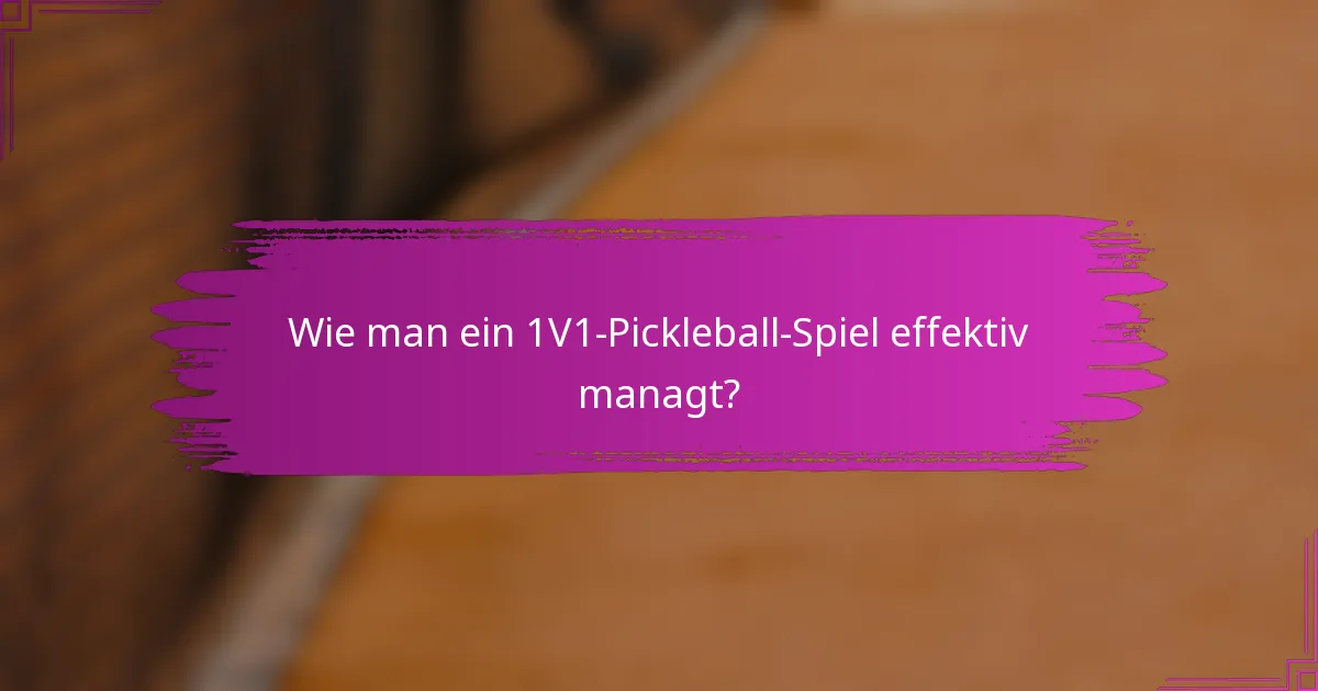 Wie man ein 1V1-Pickleball-Spiel effektiv managt?