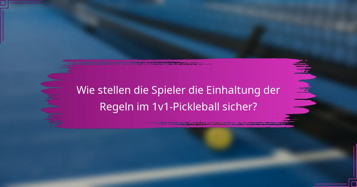 Wie stellen die Spieler die Einhaltung der Regeln im 1v1-Pickleball sicher?