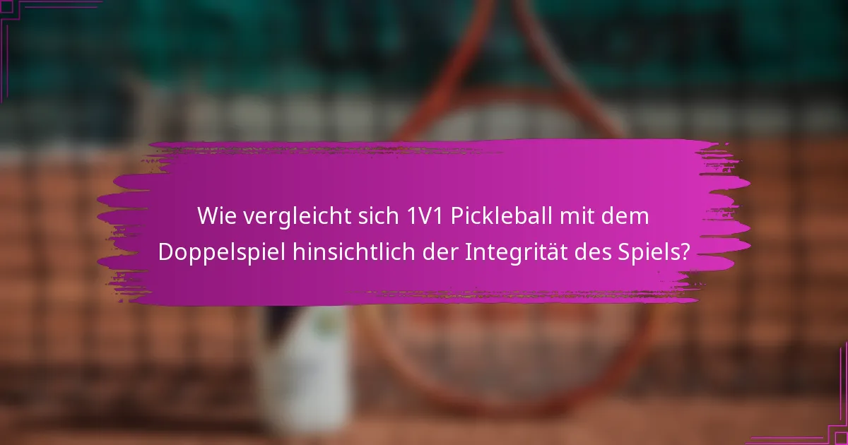 Wie vergleicht sich 1V1 Pickleball mit dem Doppelspiel hinsichtlich der Integrität des Spiels?